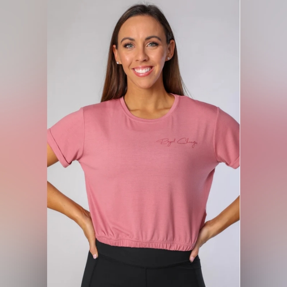 Royal Change Crop Tee with Back Keyhole Cutout Mauve Size SMALL - Picture 5 of 10